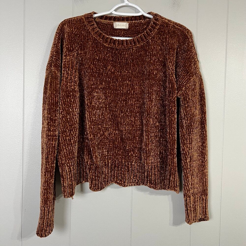 Sweater Womens M Altar’d State Brown Chenille Crewneck